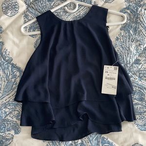 Zara Navy Tiered Tank Top NWT